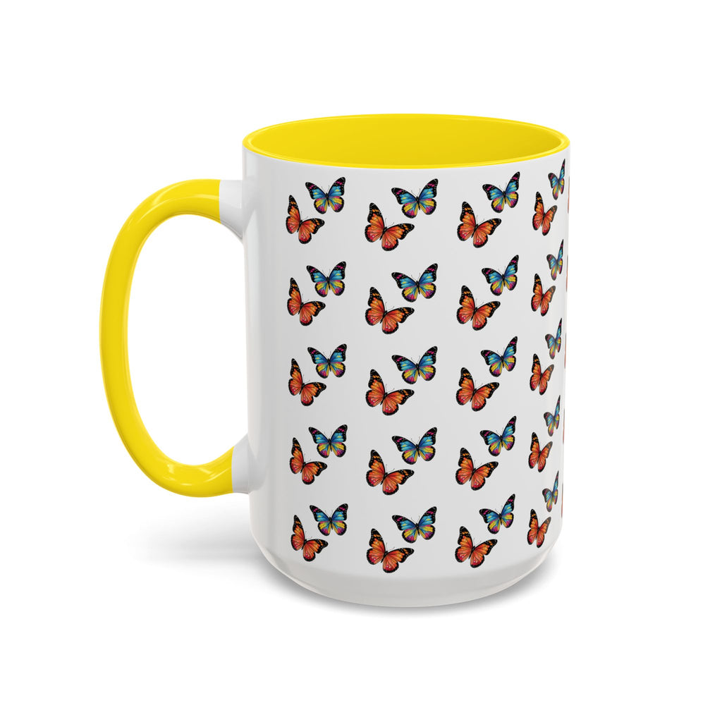 Butterfly Pattern Coffee Mug — Colorful Sunset Butterflies, 11/15oz