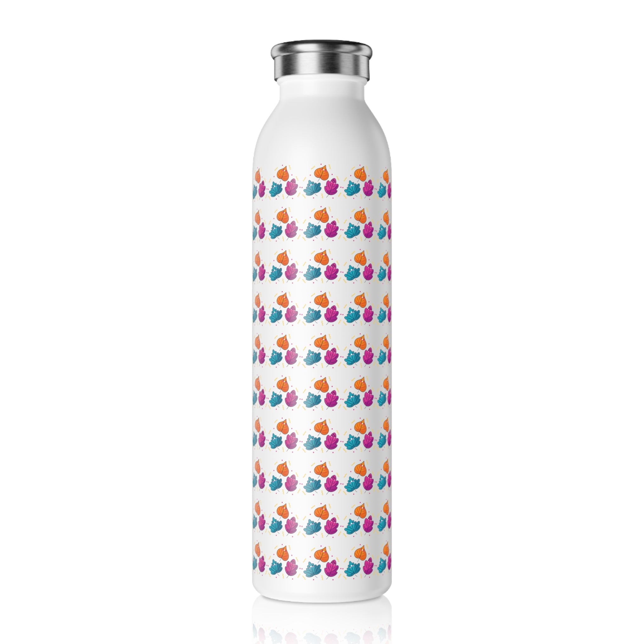 Bright Vibrant Leaves Slim Water Bottle