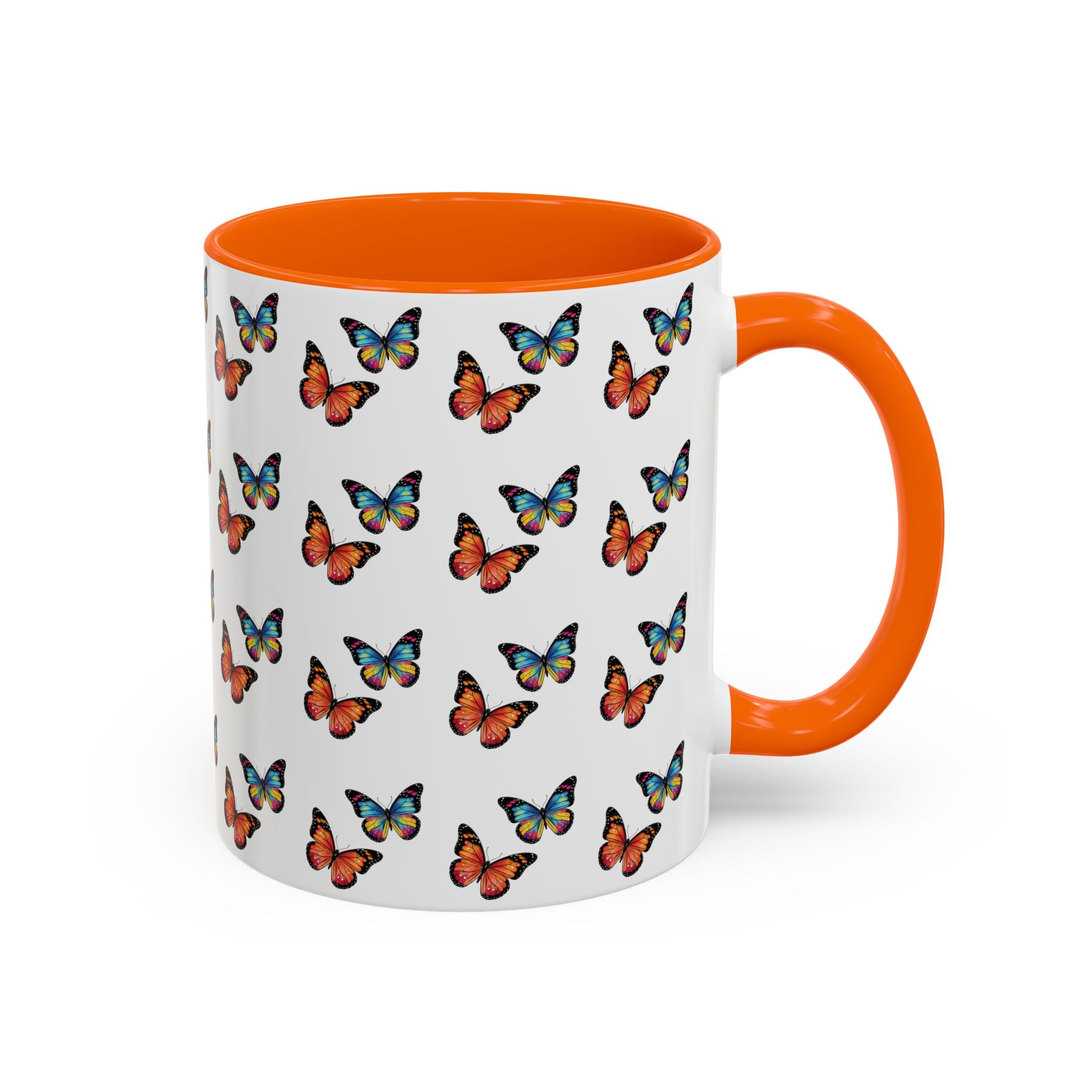 Butterfly Pattern Coffee Mug — Colorful Sunset Butterflies, 11/15oz